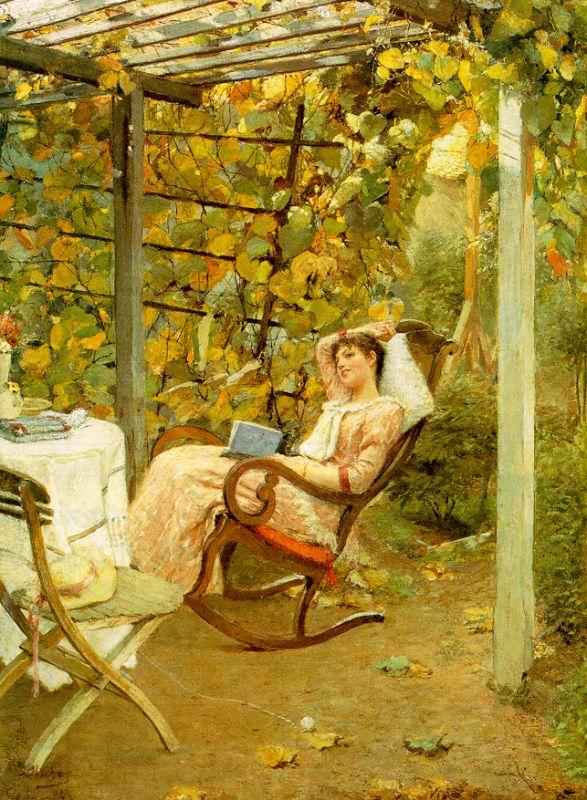 Oscar Bluhm In the Pergola oil painting picture